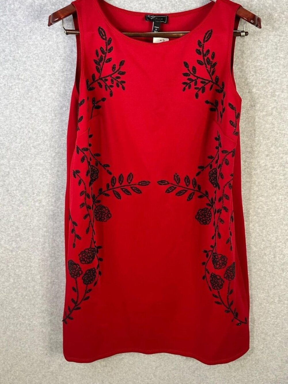 NWOT Dressbarn Caviar Beaded Dress Womens 2X Red And Black Sleeveless